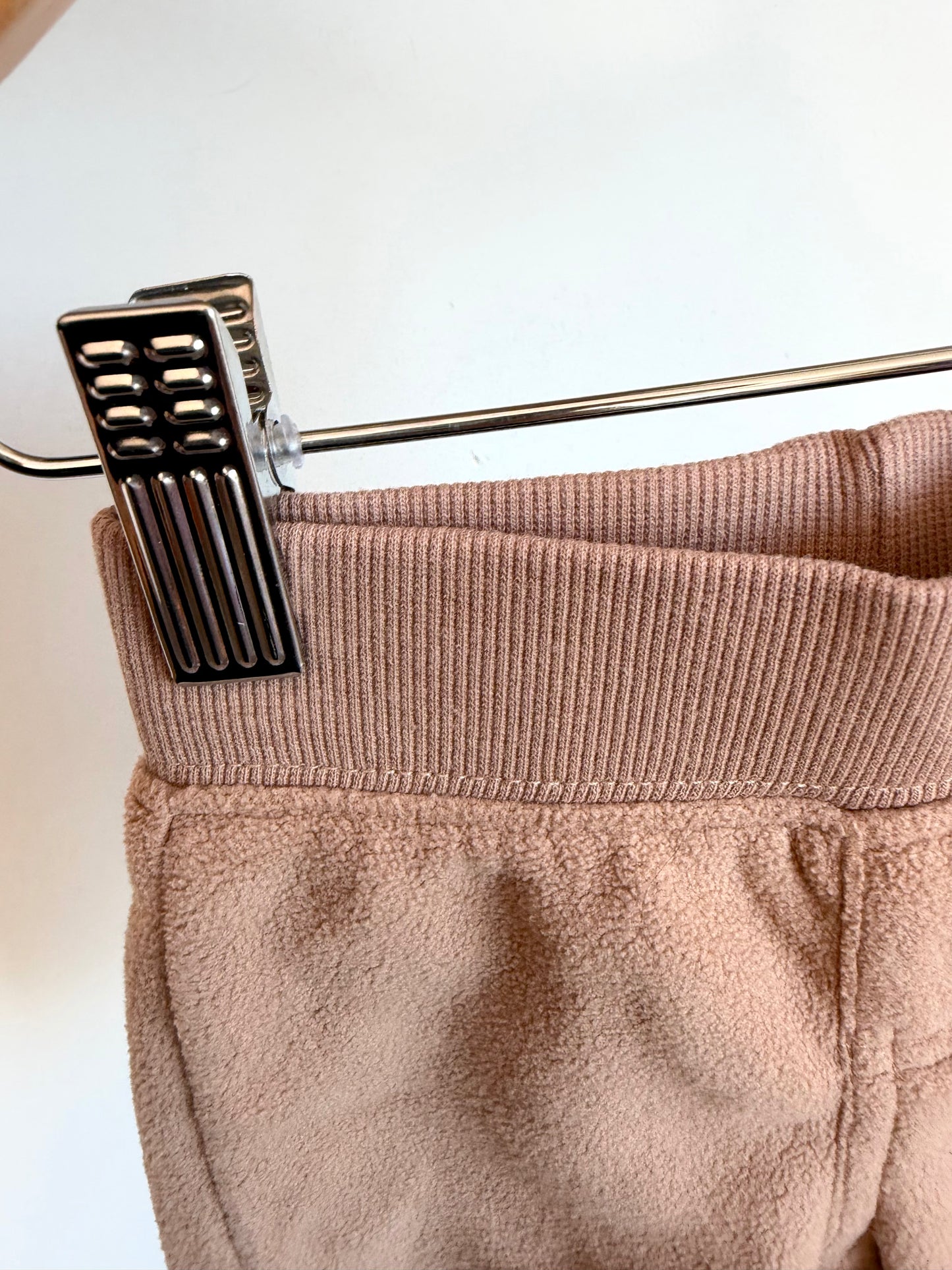 Tan Tapered Fleece Pants / 0-3m