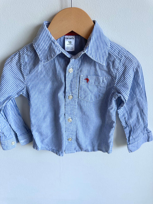 Blue Striped Button Up Top / 18m