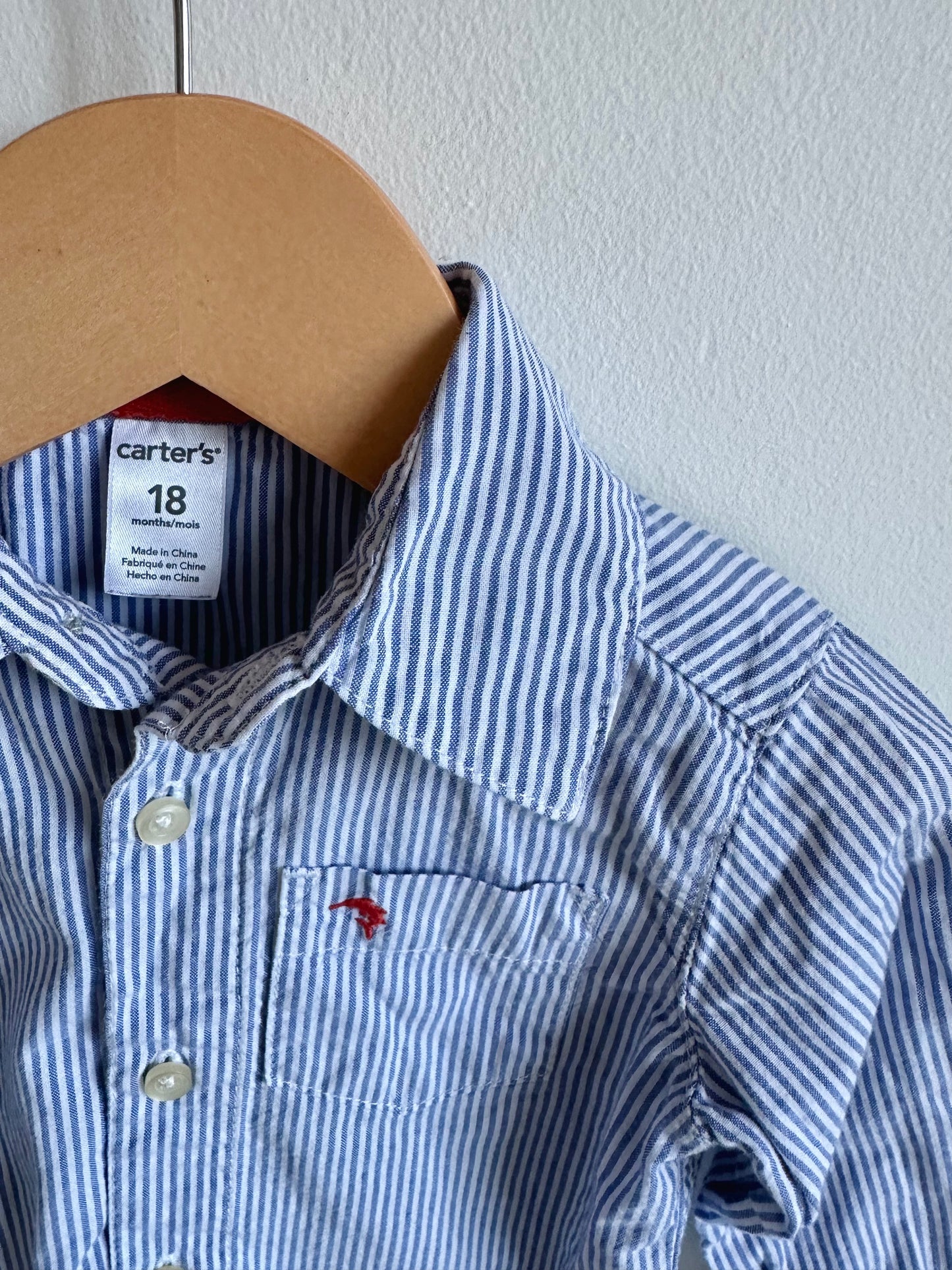 Blue Striped Button Up Top / 18m