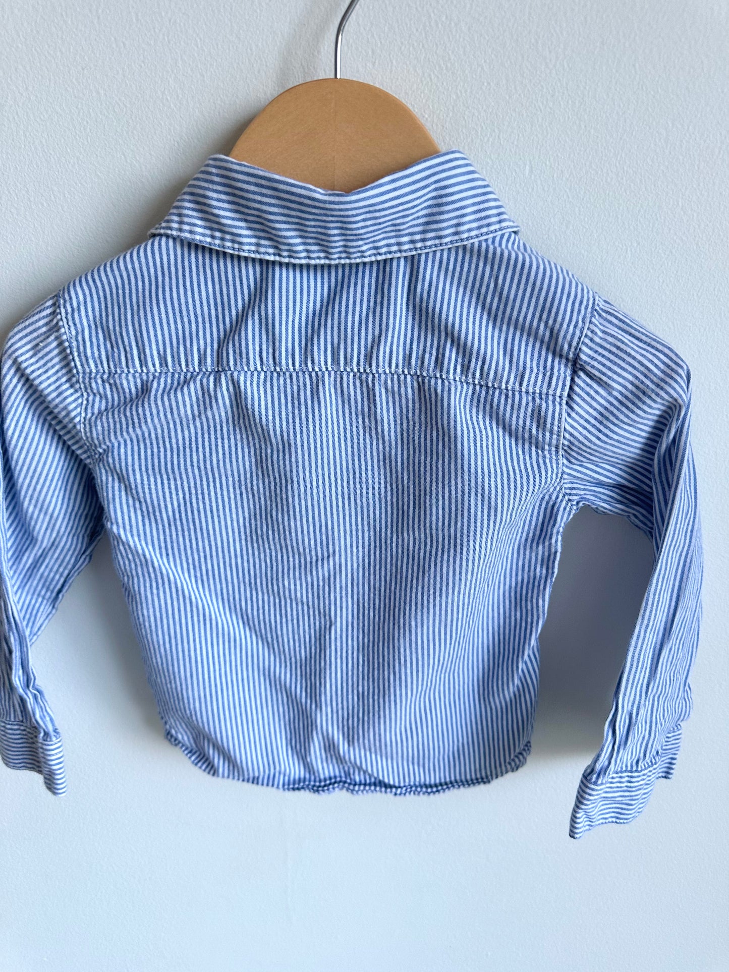 Blue Striped Button Up Top / 18m