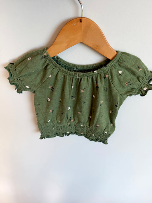 Green Floral Rushing Bottom Top / 12-18m