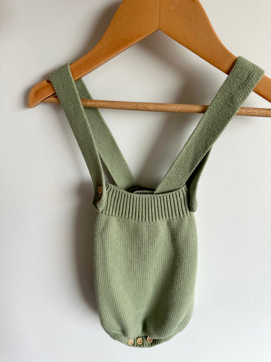 Moss Green Bubble Overall Romper / 2T