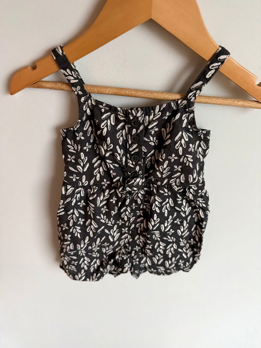 Black + White Plant Romper / 6m