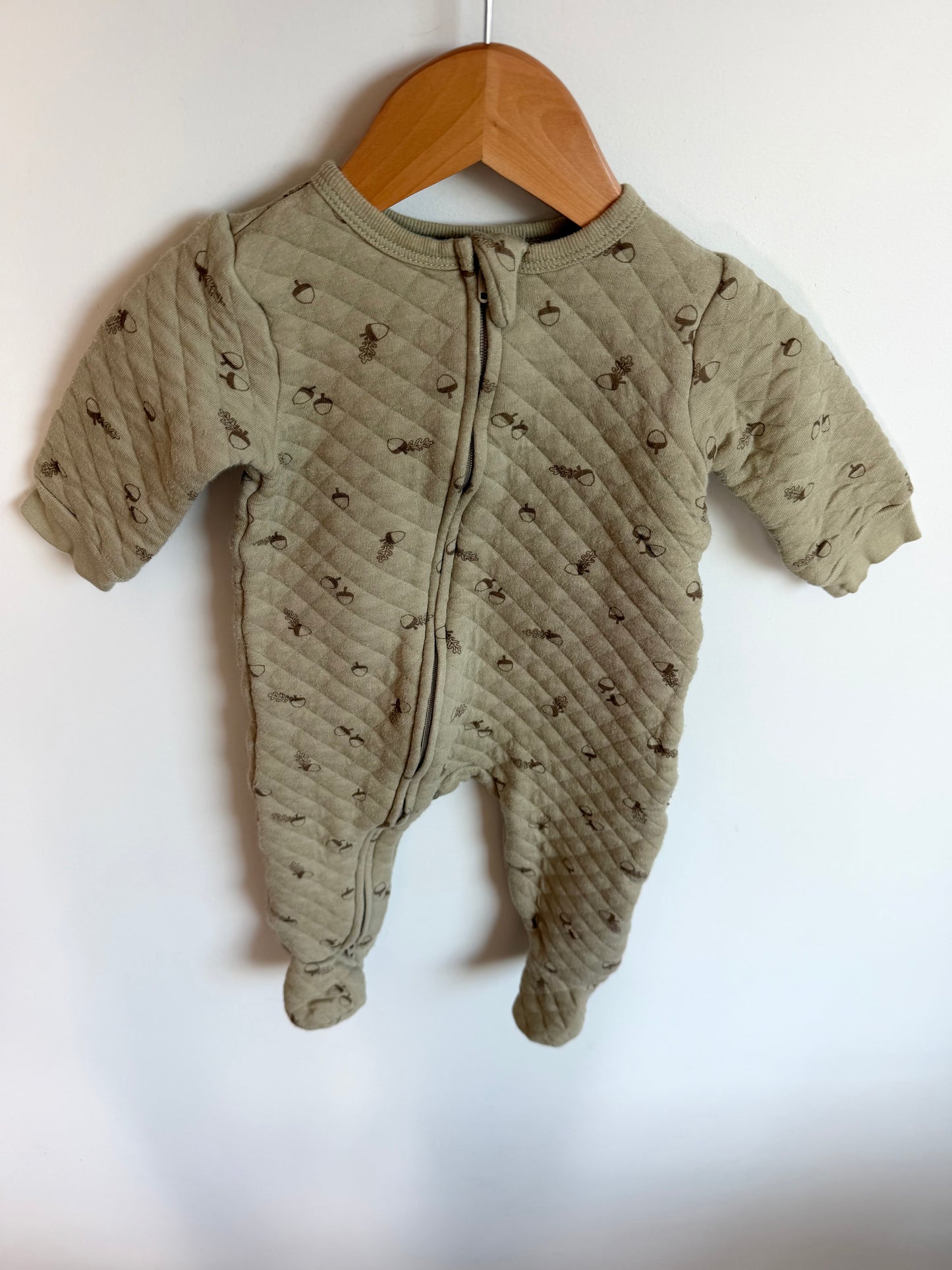 Sage Quilted Acorn Jumpsuit / 6-9m