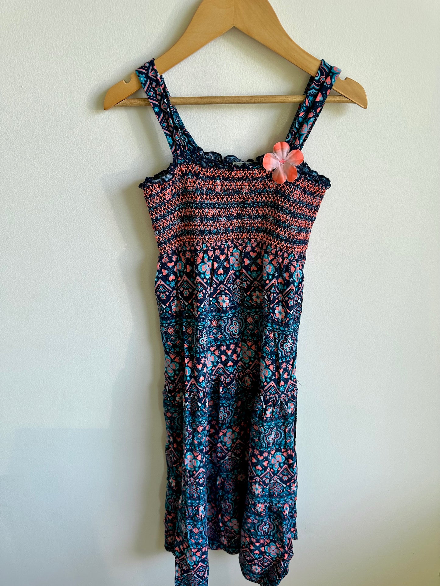 Long Bright Pattern Floral Tank Dress/ 7-8 years