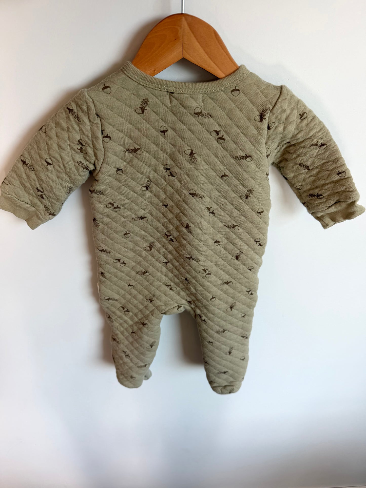 Sage Quilted Acorn Jumpsuit / 6-9m