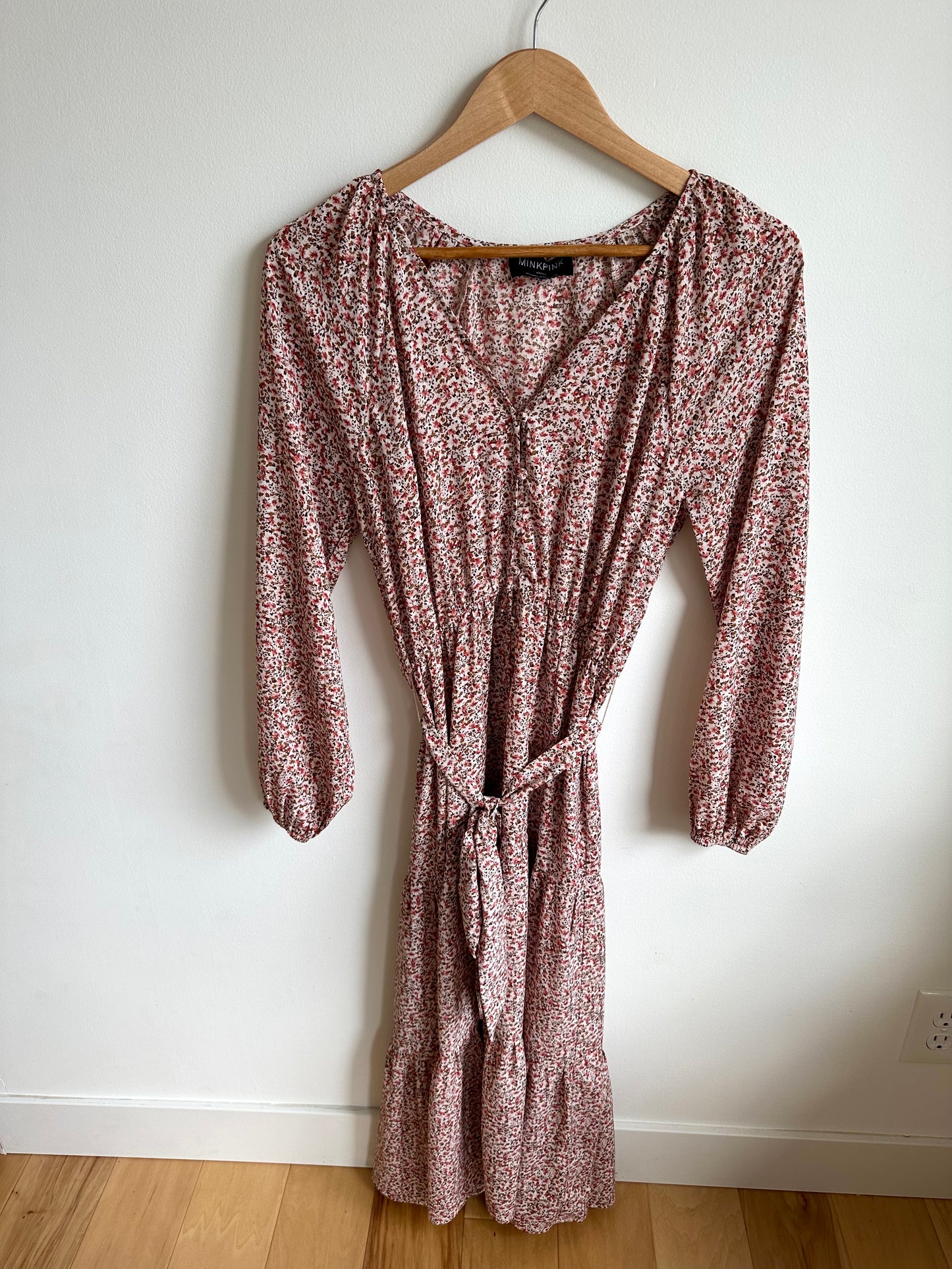 Floral Long Sleeve Button Up Dress / Small