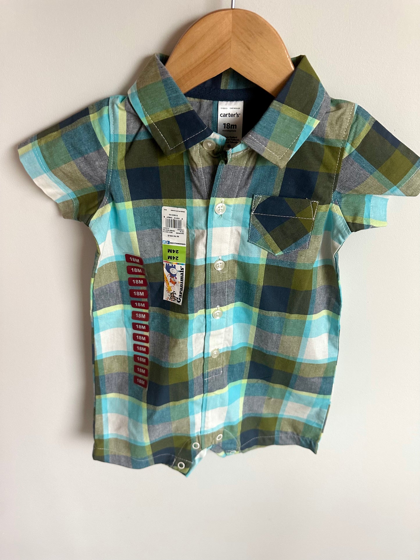 Checkered Collared Romper (With Tags) / 18m