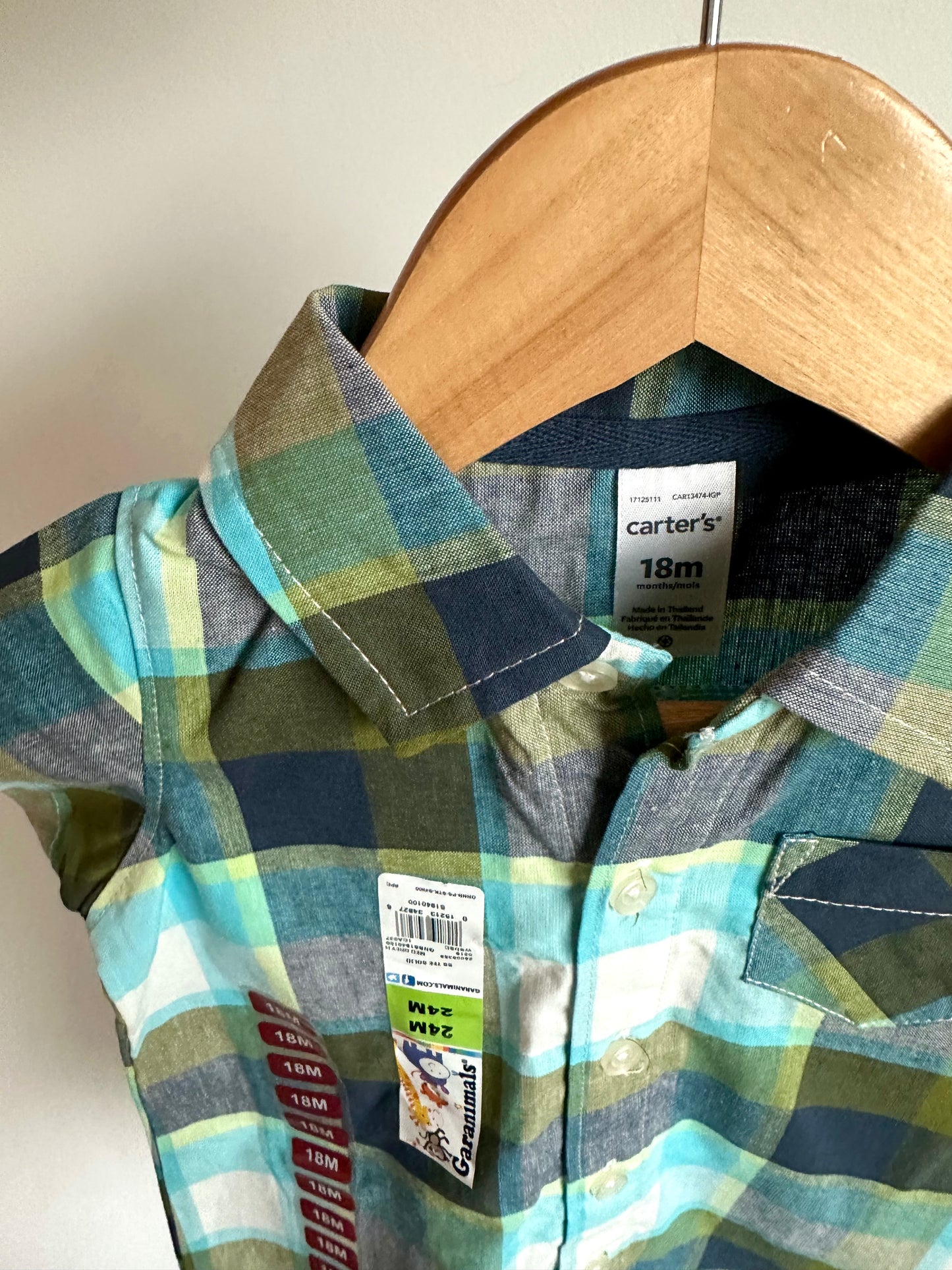 Checkered Collared Romper (With Tags) / 18m