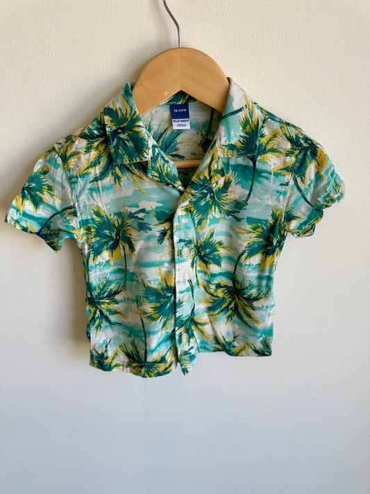 Tropical Trees Button Up T-Shirt / 18-24m
