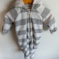Striped Grey Bear Bunting Suit / 3-6m