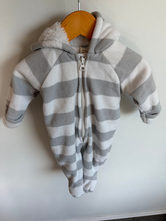 Striped Grey Bear Bunting Suit / 3-6m