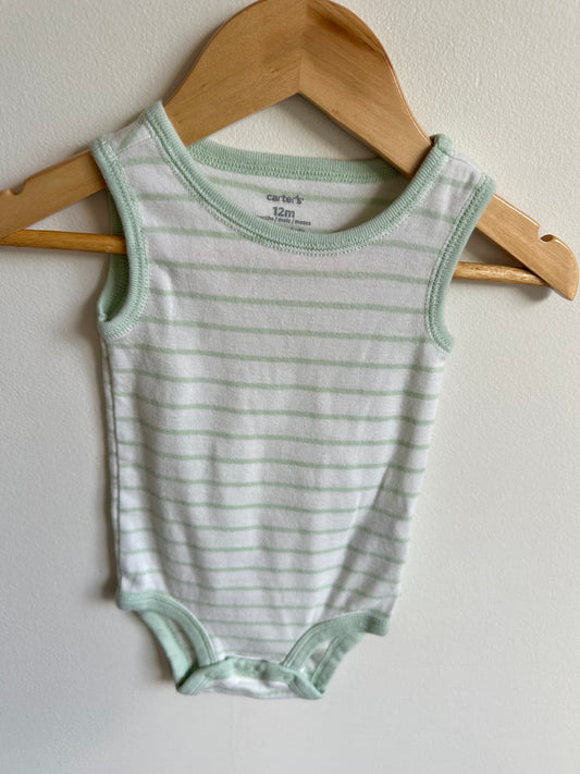 Mint Striped Tank Bodysuit / 12m