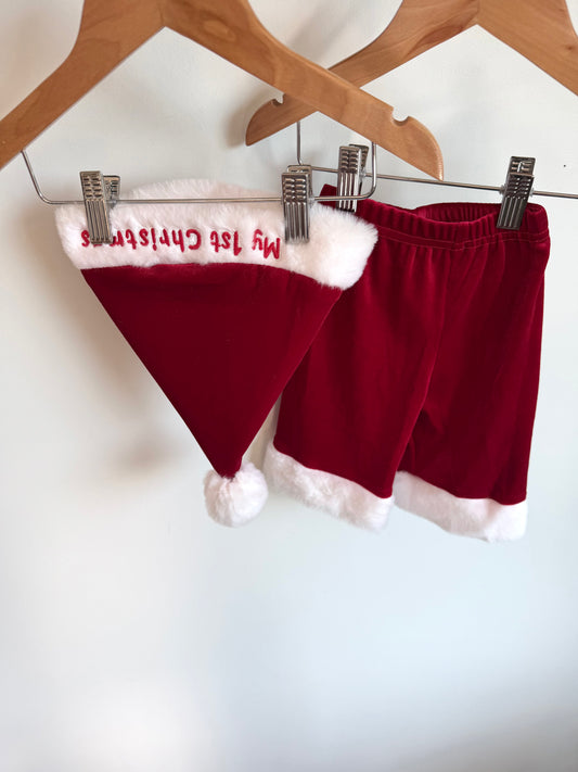 Santa Hat + Red Pants Set / 0-12m