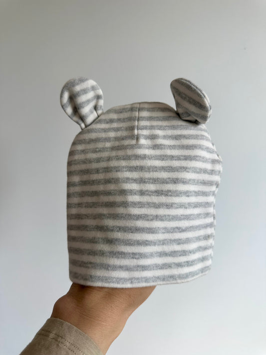 Striped Bear Ear Beanie / 0-6m