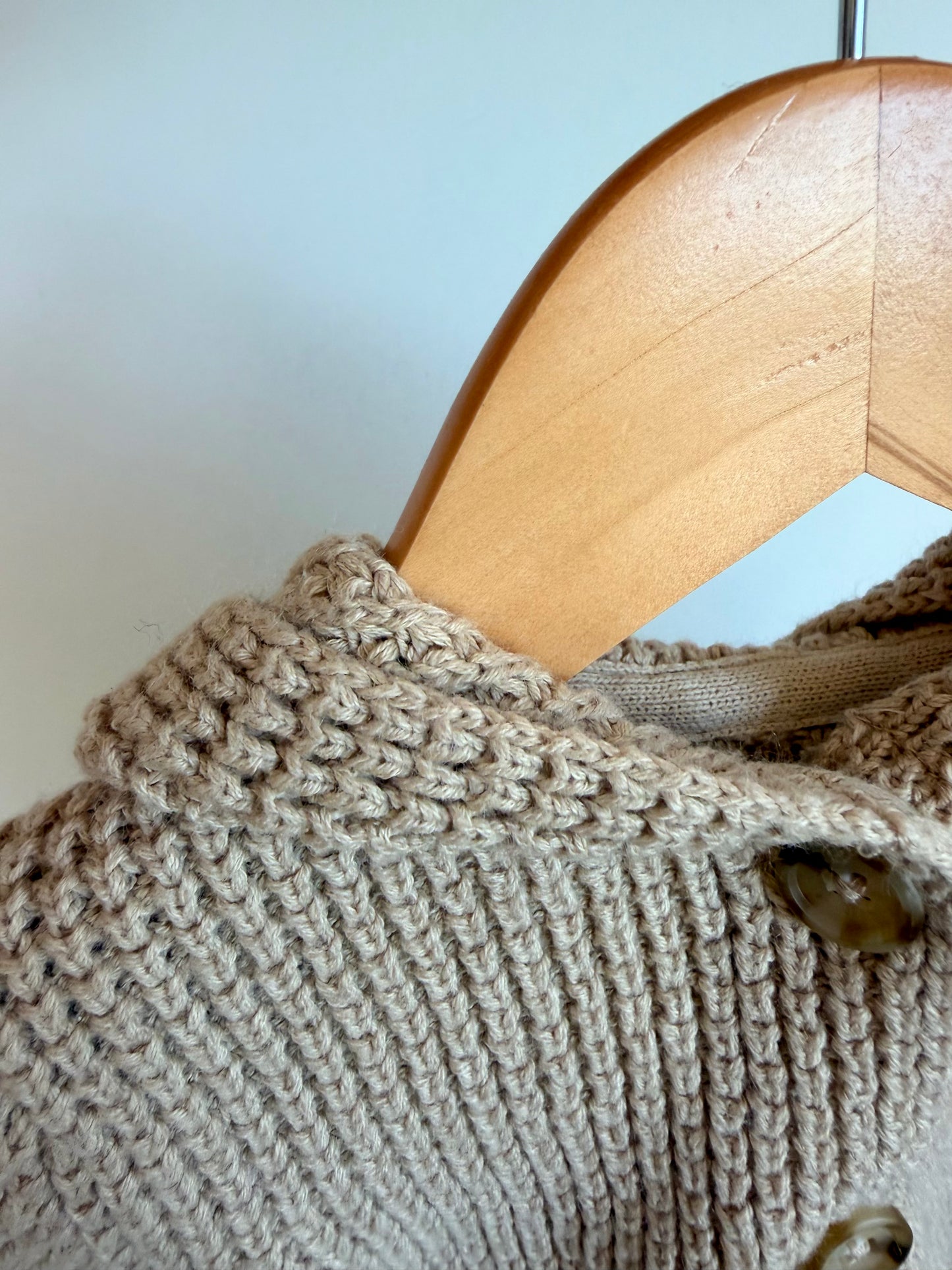 Tan Knit Hooded Cardigan / 9m