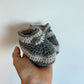 Grey Striped Slippers with Button / 0-6m
