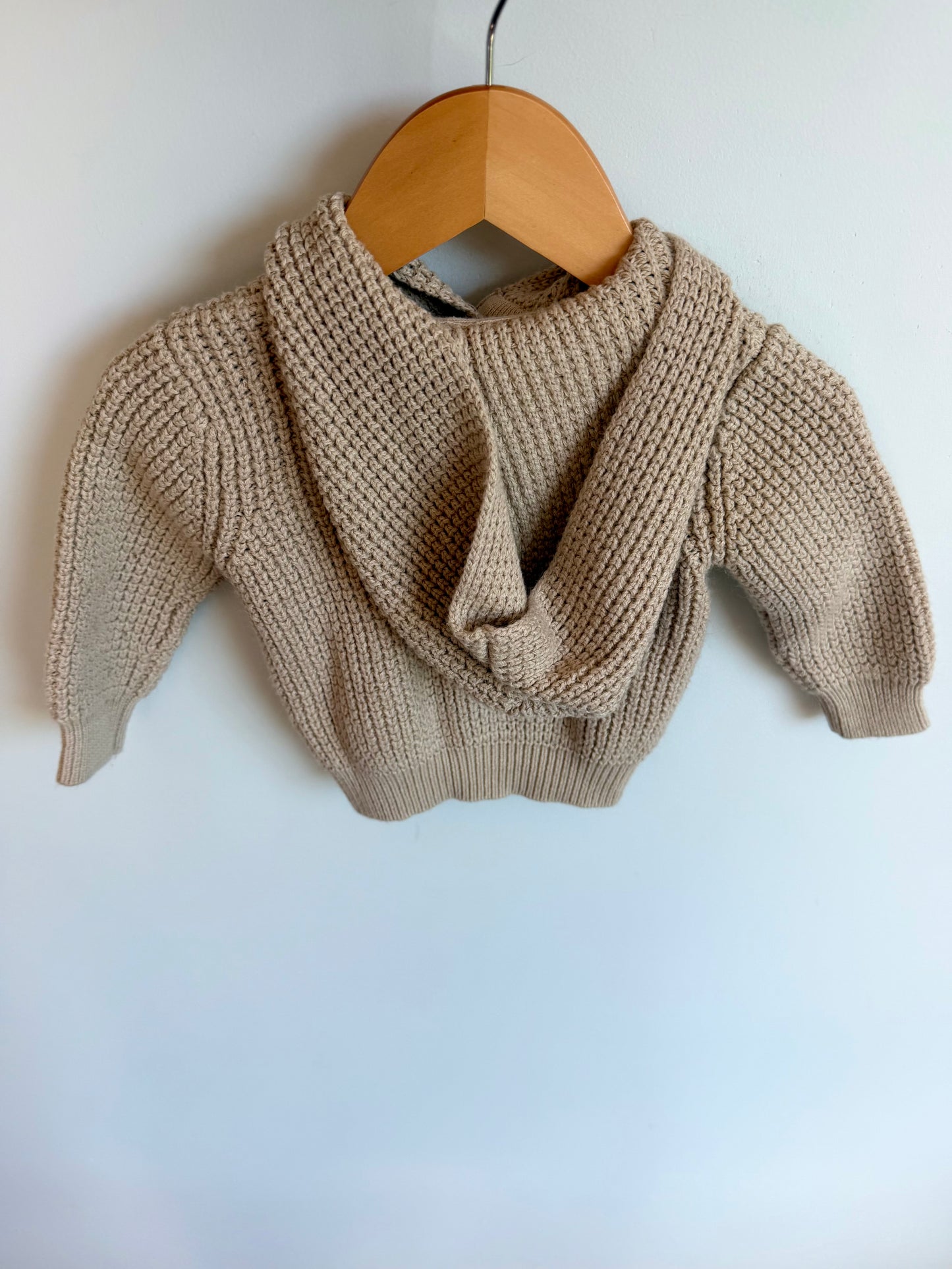 Tan Knit Hooded Cardigan / 9m