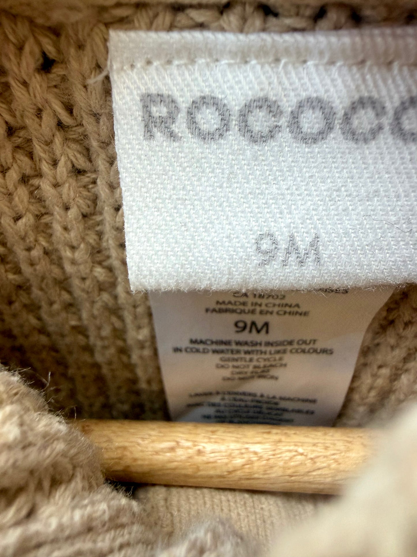 Tan Knit Hooded Cardigan / 9m