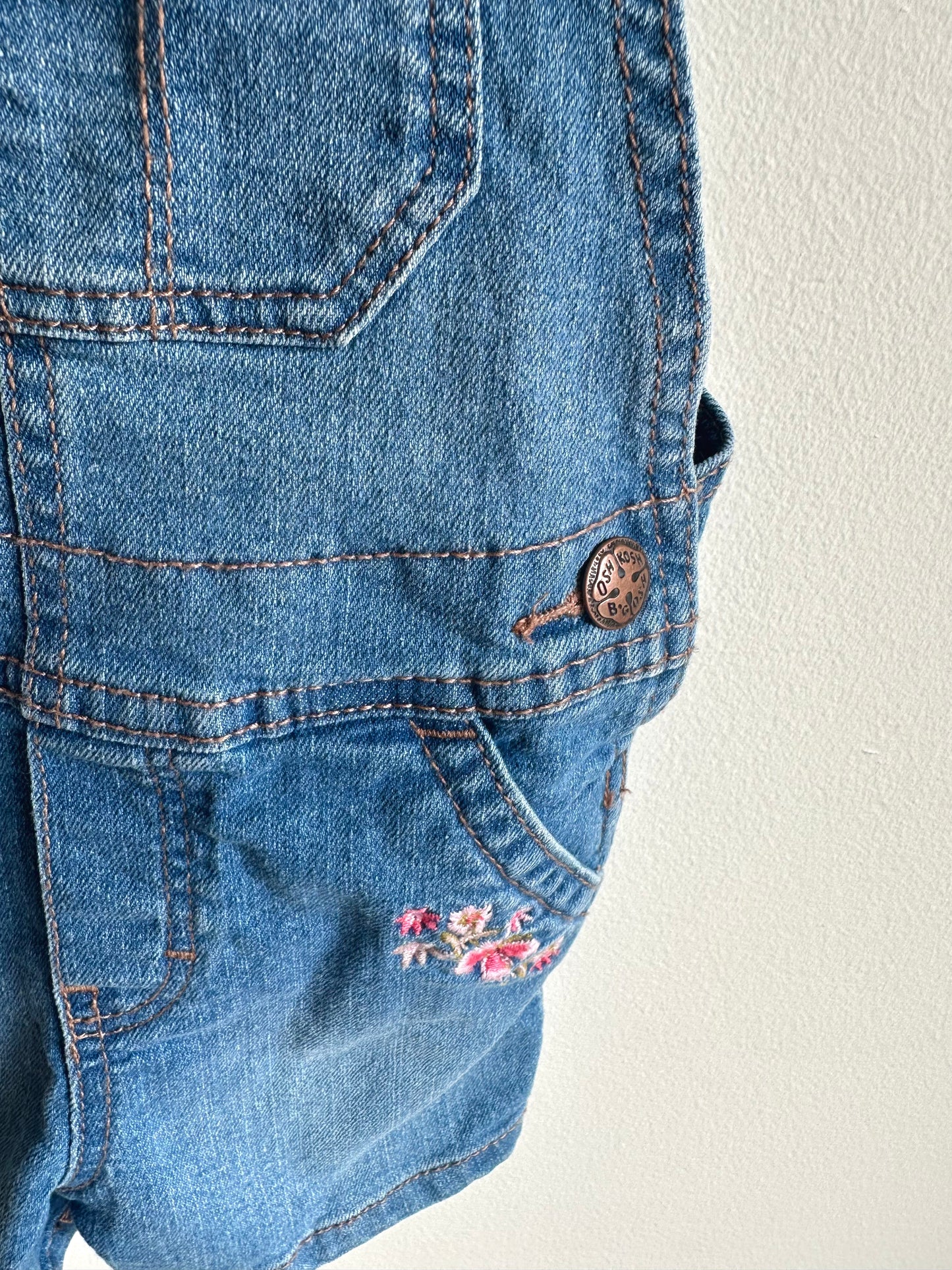 OshKosh Embroidered Flower Short Overalls / 2T