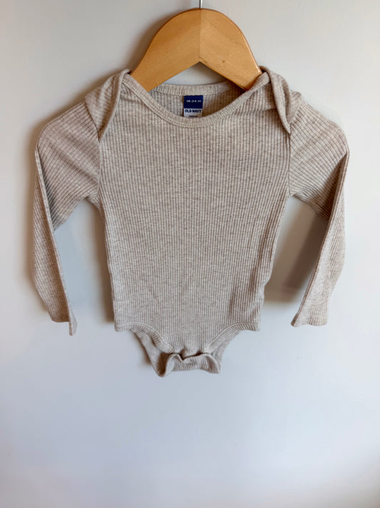 Tan Ribbed Long Sleeve Bodysuit / 18-24m