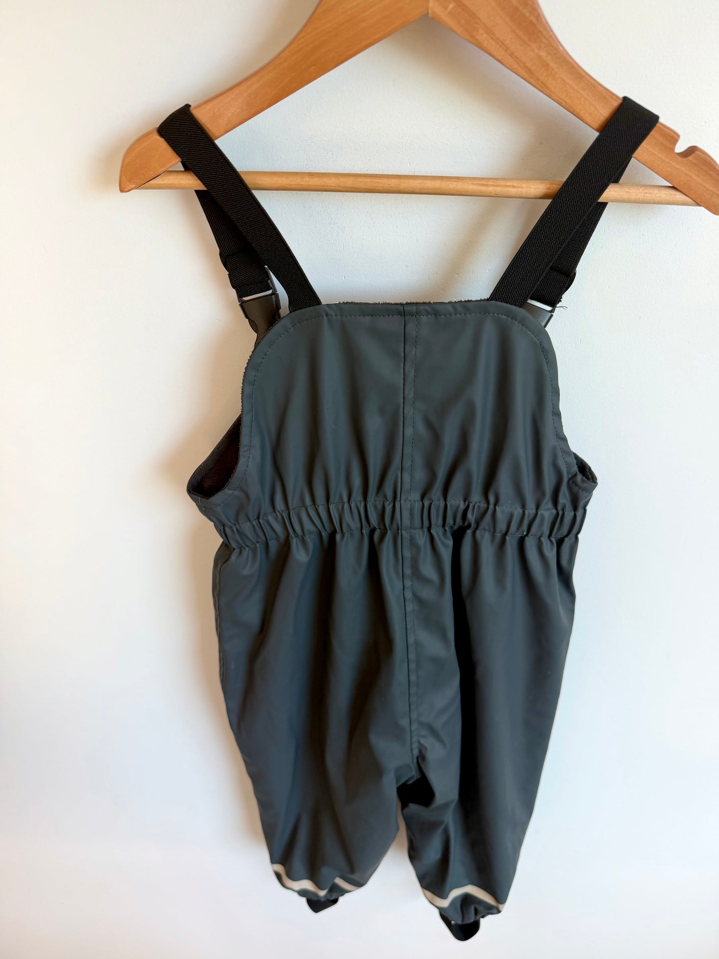 Zara Charcoal Fleece Lined Rain Overalls / 2T