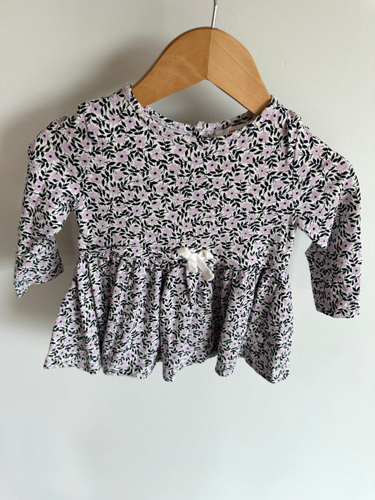 Purple Floral Long Sleeve Tunic / 6-12m