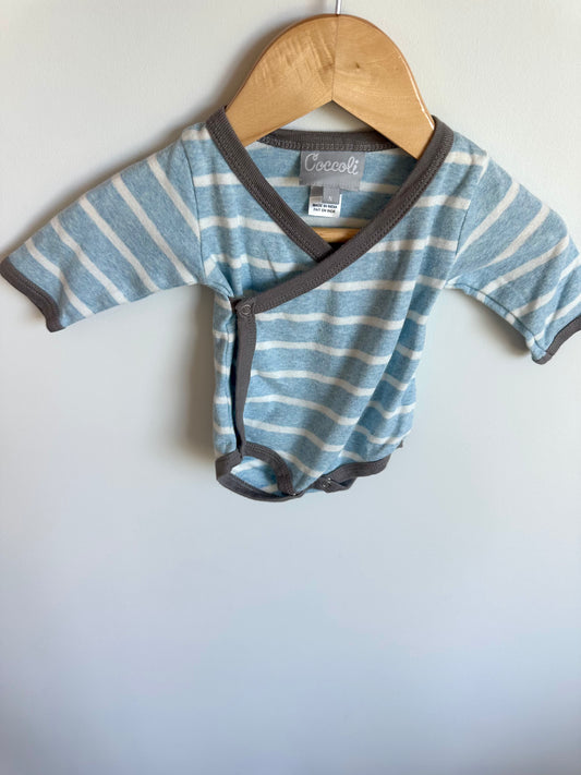 Newborn Blue Stripe Side Snap Bodysuit / 0m