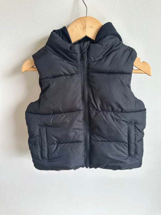 Black Hood Puffer Vest / 2T