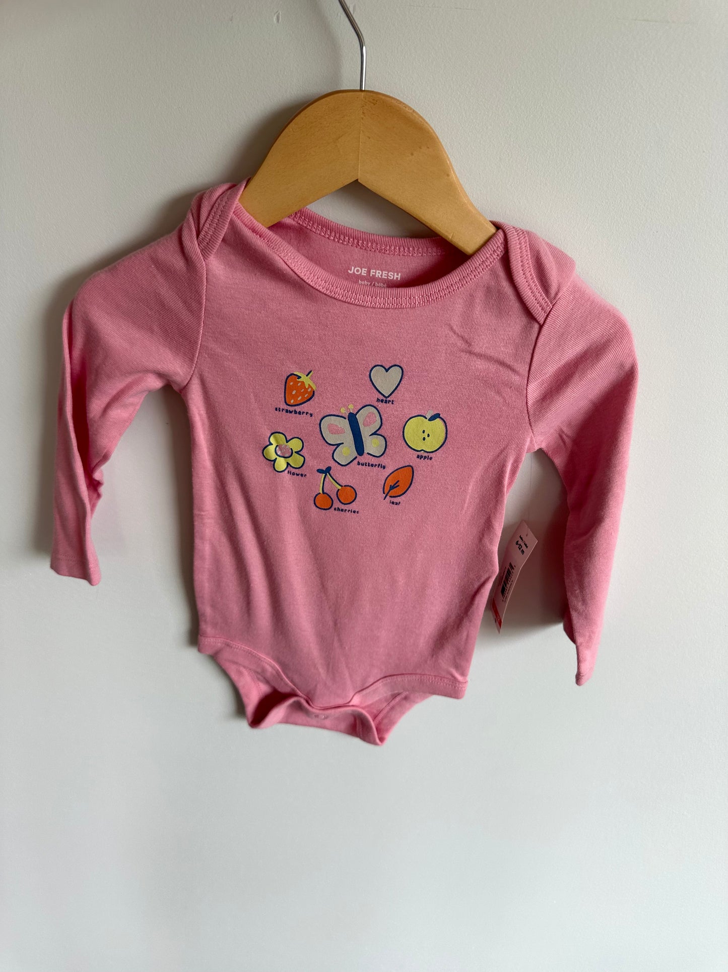 Pink Butterfly + Fruit Bodysuit (With Tags) / 6-12m
