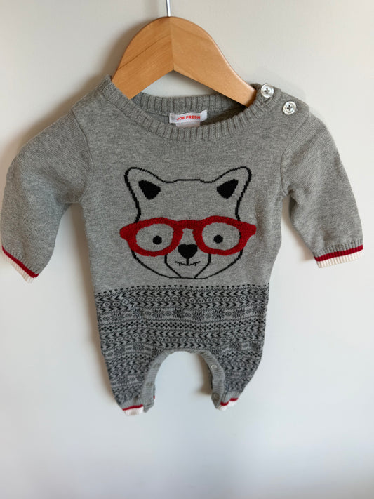 Bear with Glasses Jumpsuit / 3-6m