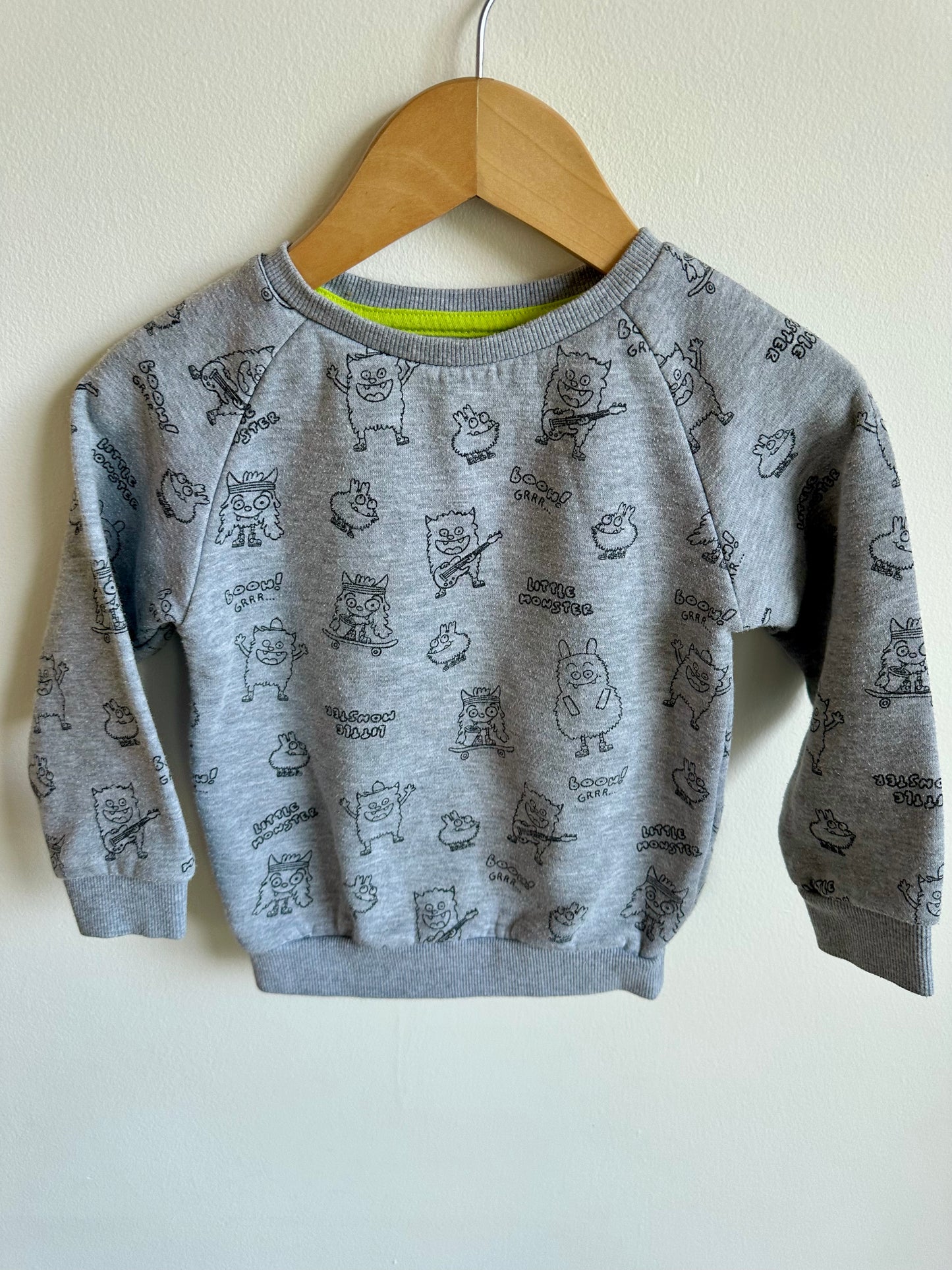 Grey Little Monster Crewneck / 12-24m