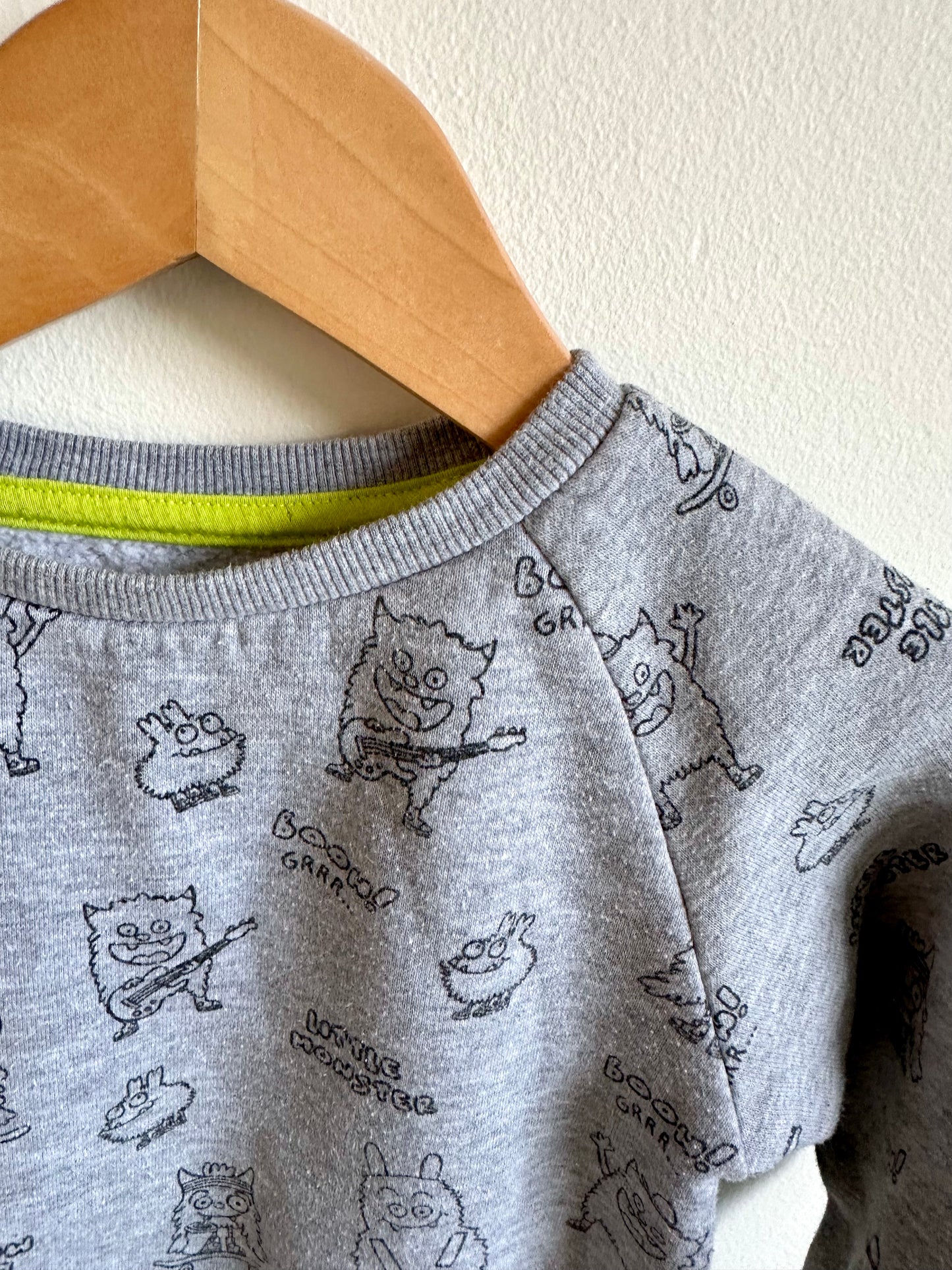 Grey Little Monster Crewneck / 12-24m