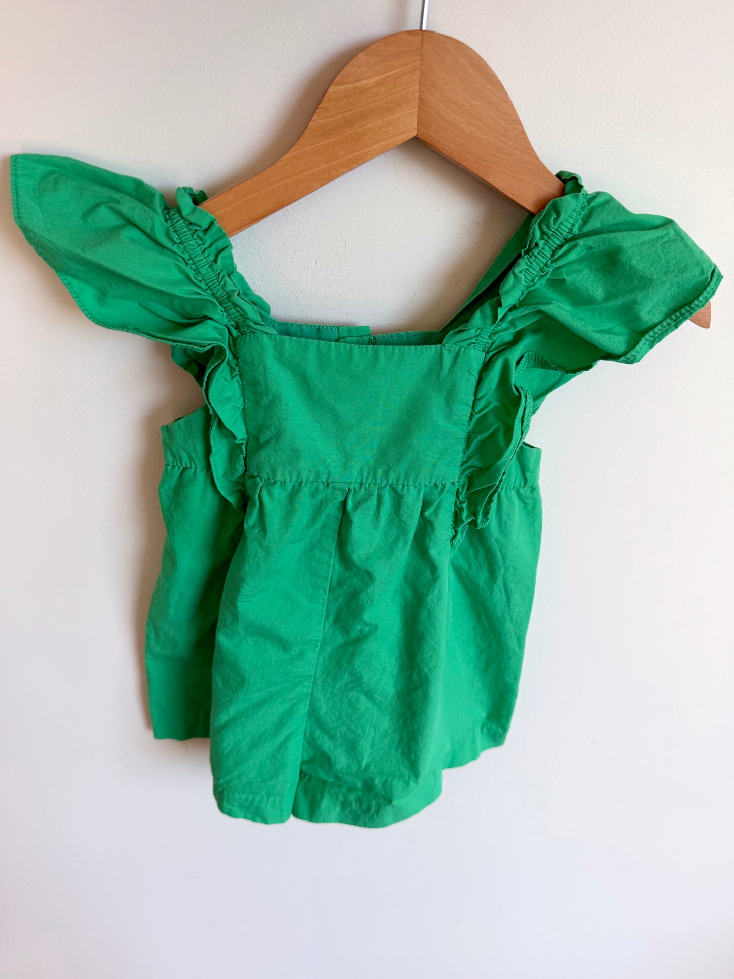 Zara Green Ruffle Sleeve Romper / 12-18m