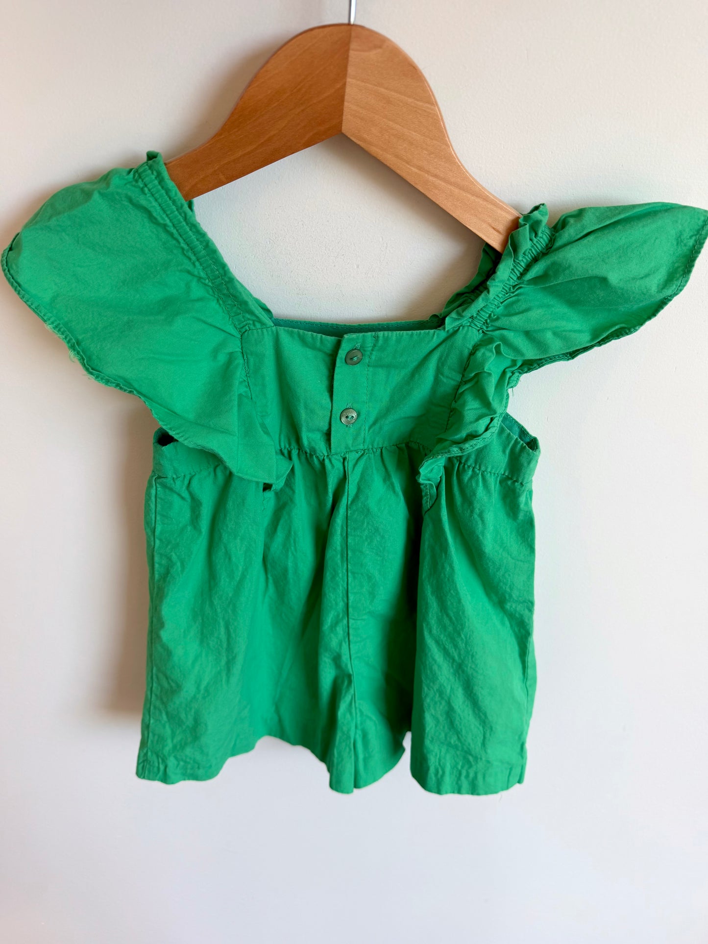 Zara Green Ruffle Sleeve Romper / 12-18m