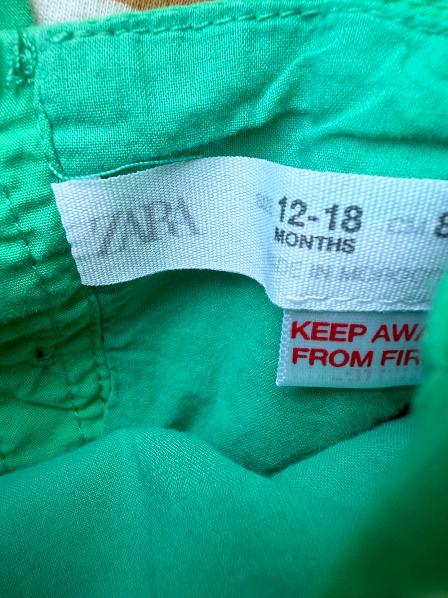Zara Green Ruffle Sleeve Romper / 12-18m