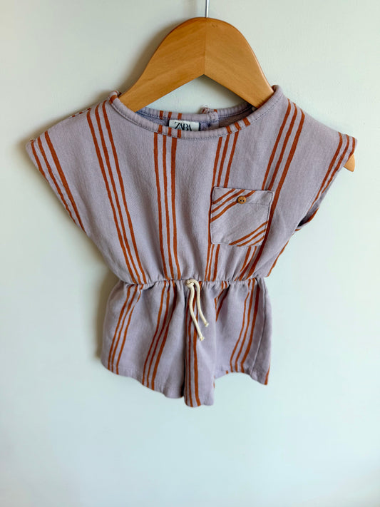 Zara Periwinkle Stripe Romper / 9-12m