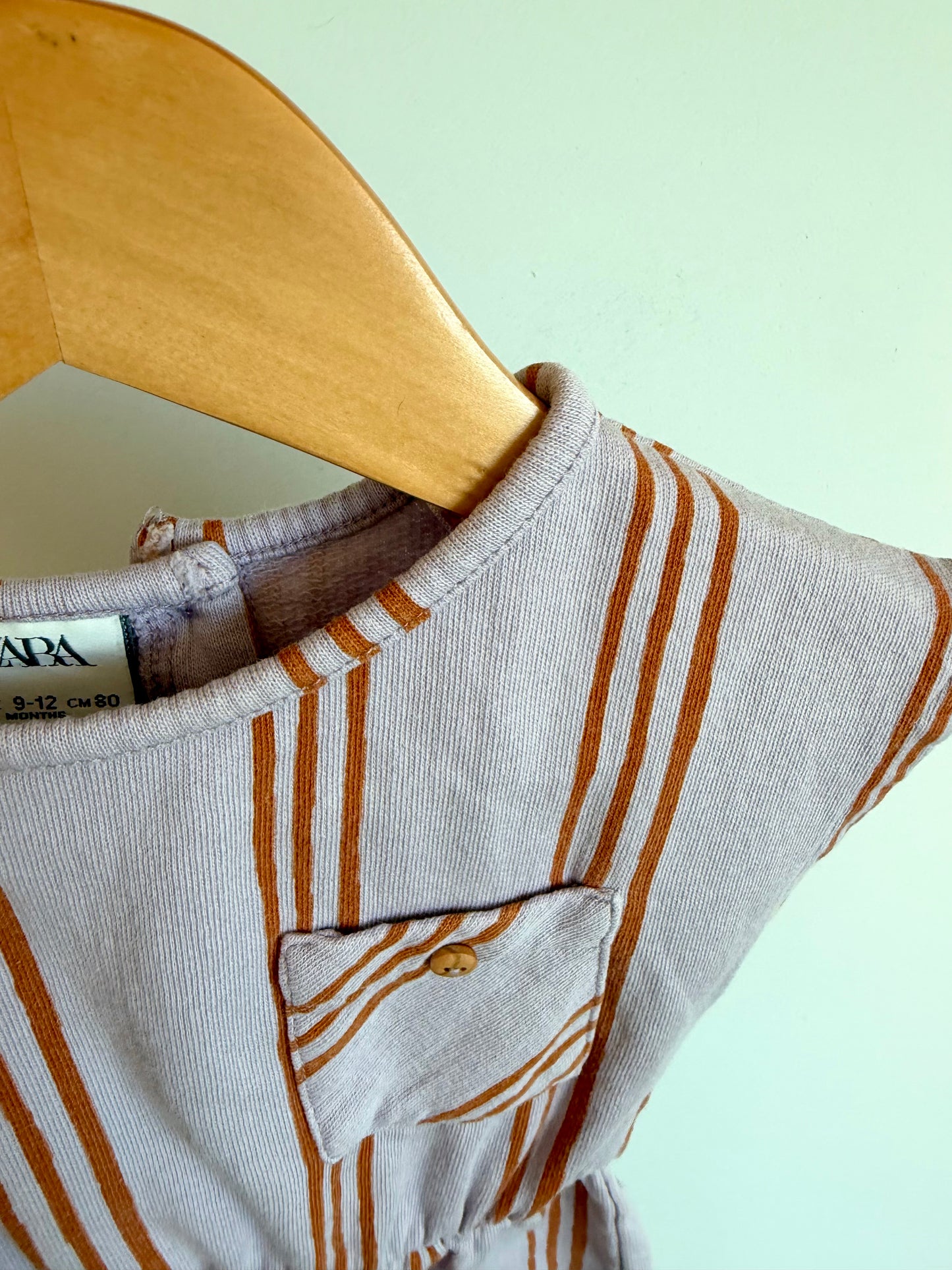 Zara Periwinkle Stripe Romper / 9-12m