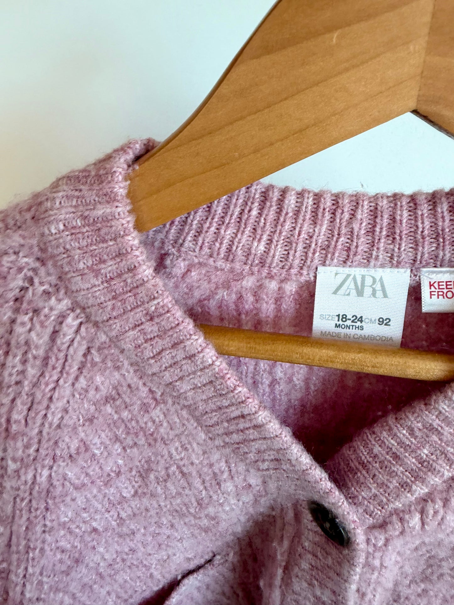 Zara Pink Knit Cardigan / 18-24m