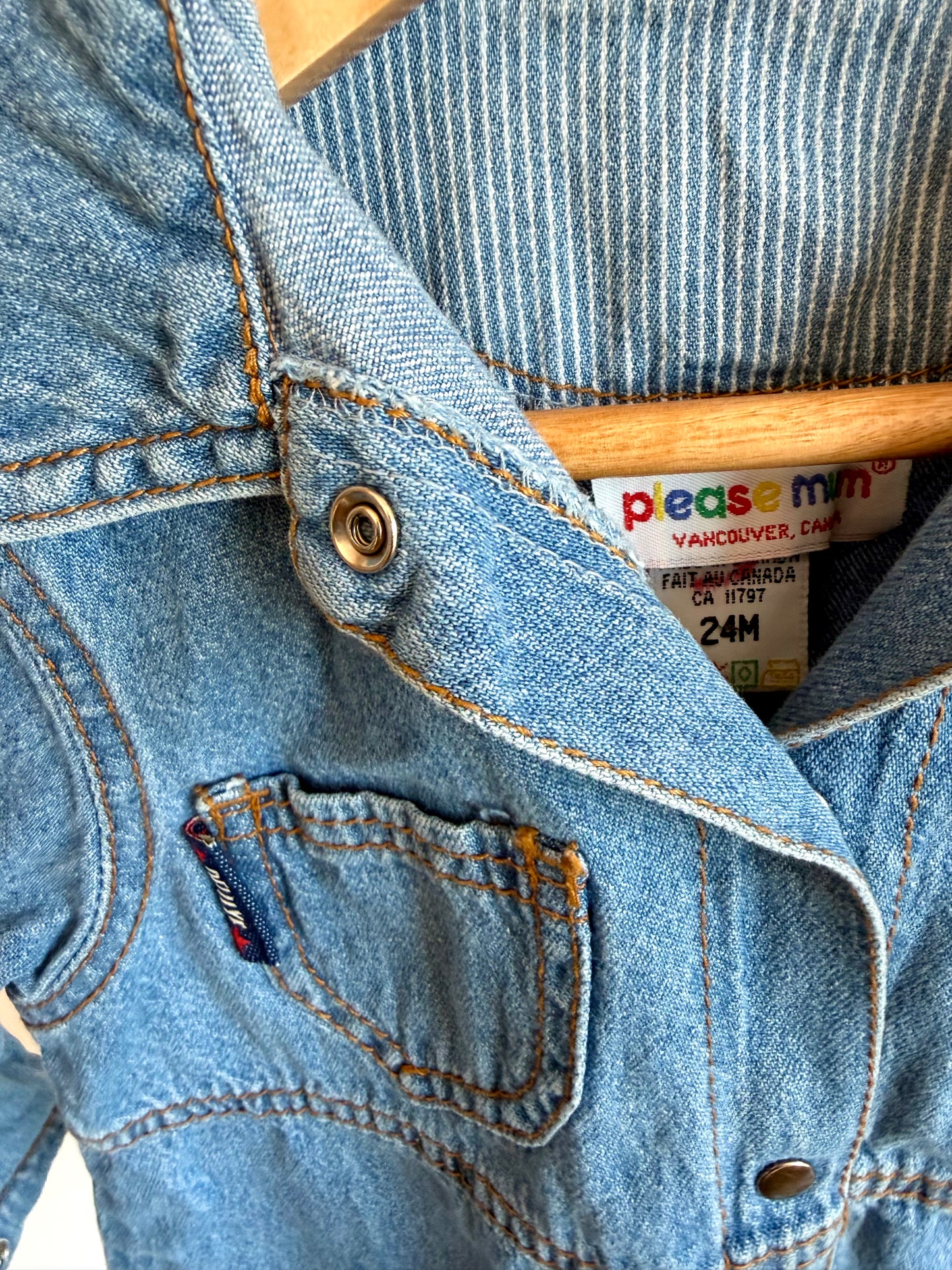 Vintage Denim Dress Made in Canada / 24m
