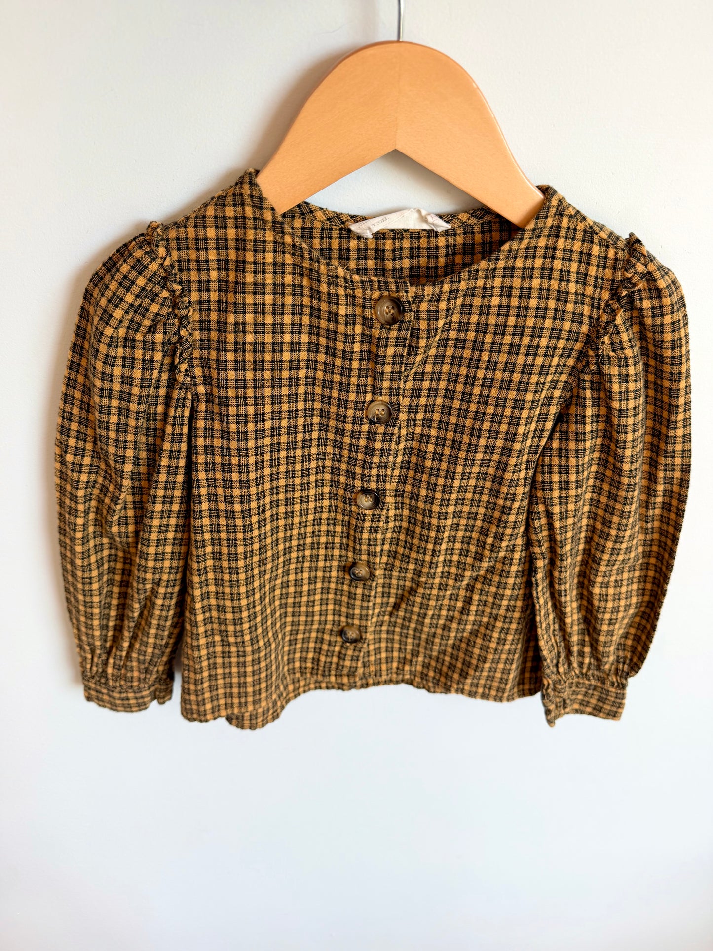 Zara Plaid Button Up Long Sleeve / 4-5 years