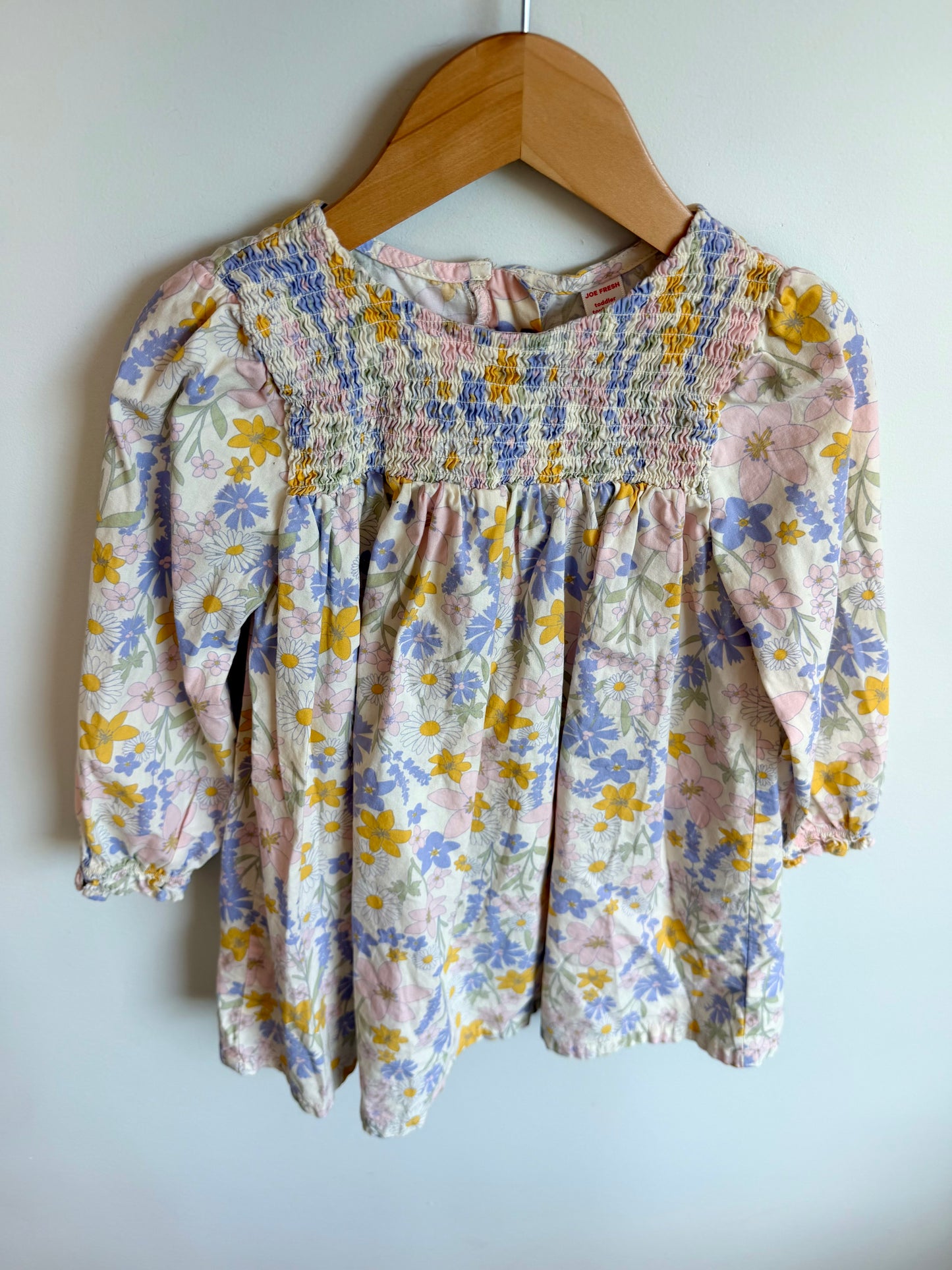 Muted Floral Long Sleeve Dress / 4T