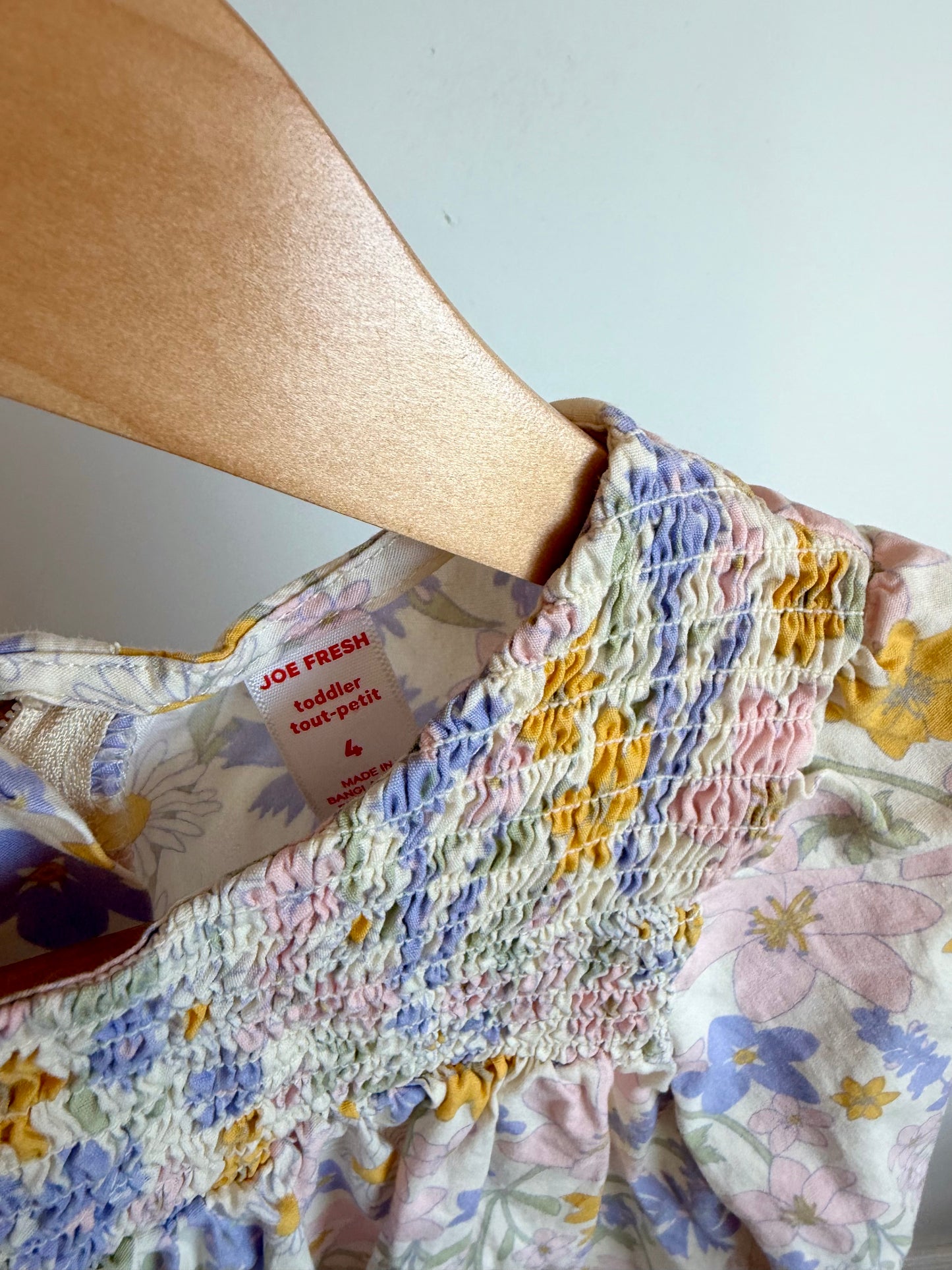 Muted Floral Long Sleeve Dress / 4T