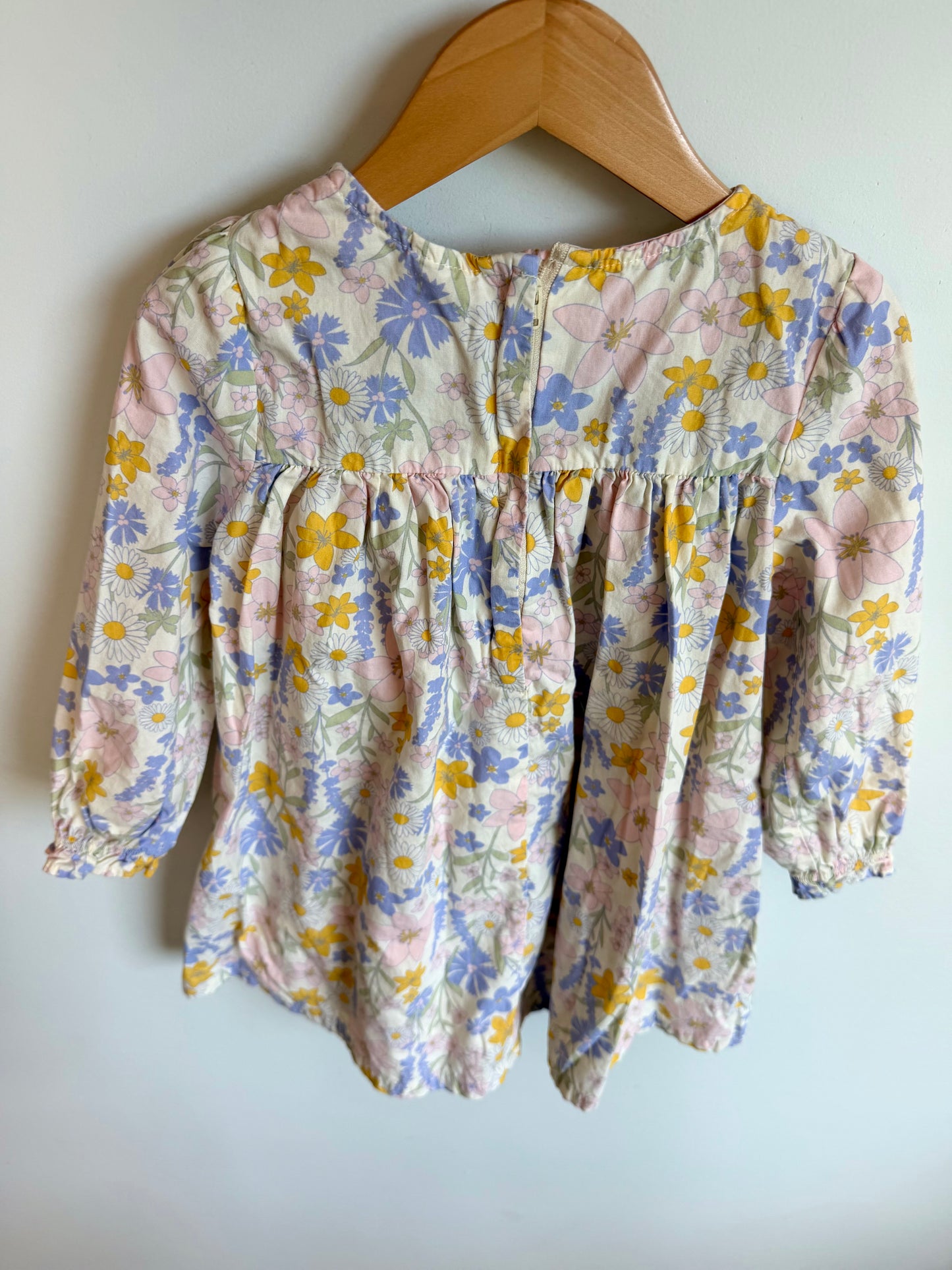 Muted Floral Long Sleeve Dress / 4T
