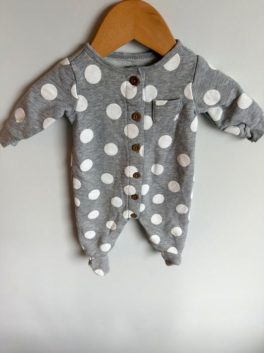 Dot Footed Footed Jumpsuit / 3m