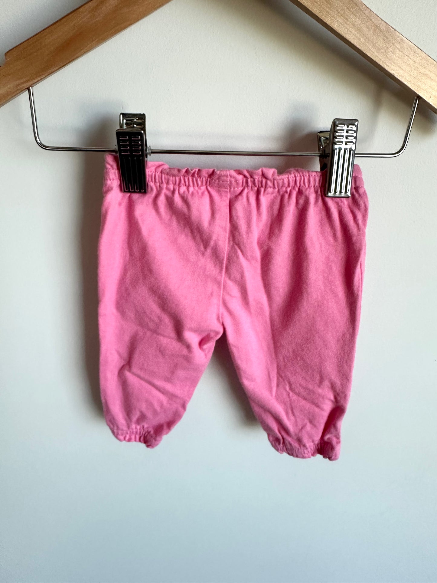 Newborn Bright Pink Tapered Pants with Bow / 0m