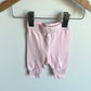 Newborn Soft Pink Tapered Pants with Cuff / 0m
