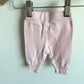 Newborn Soft Pink Tapered Pants with Cuff / 0m