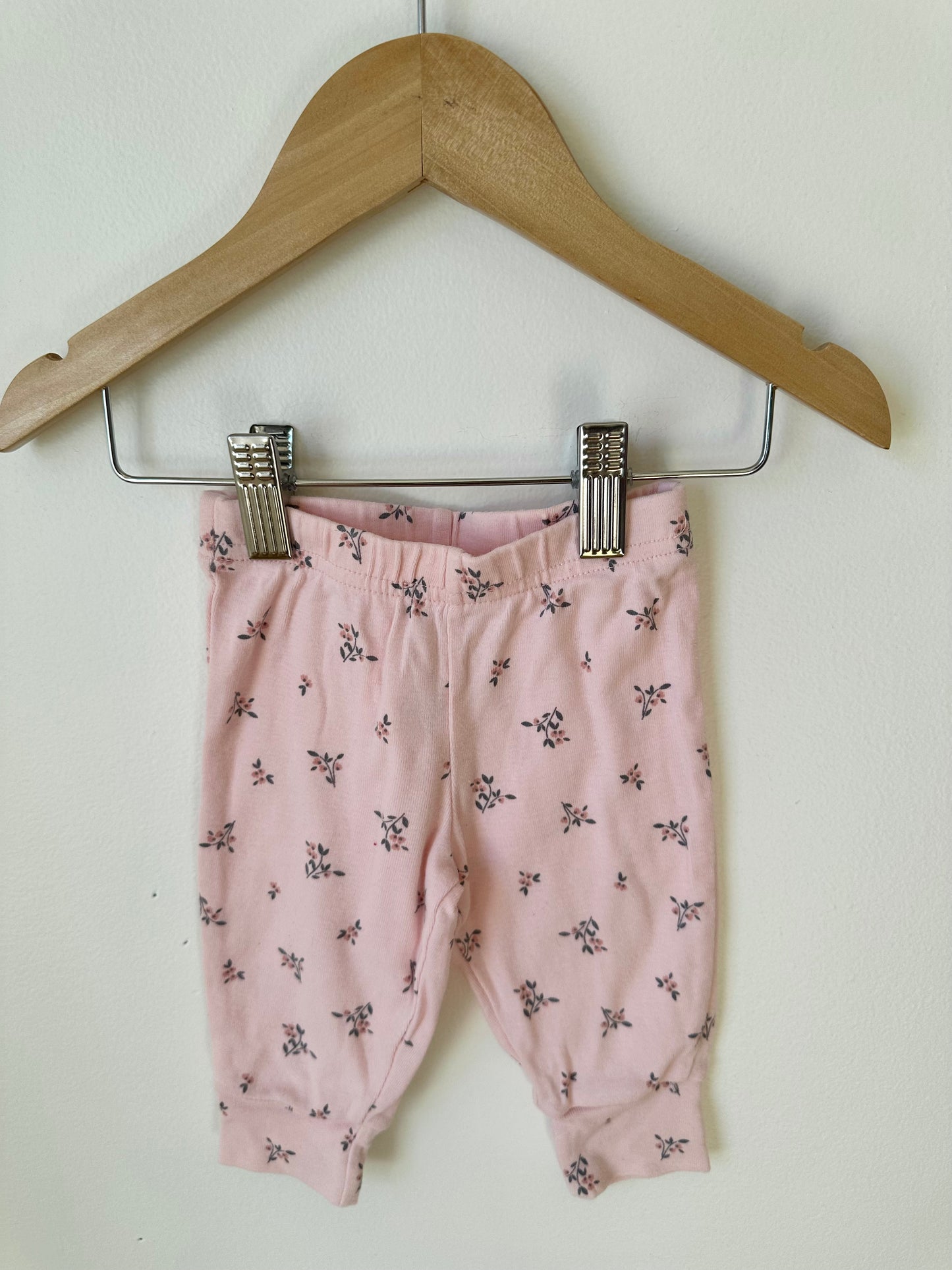 Pink Floral Leggings / 3-6m