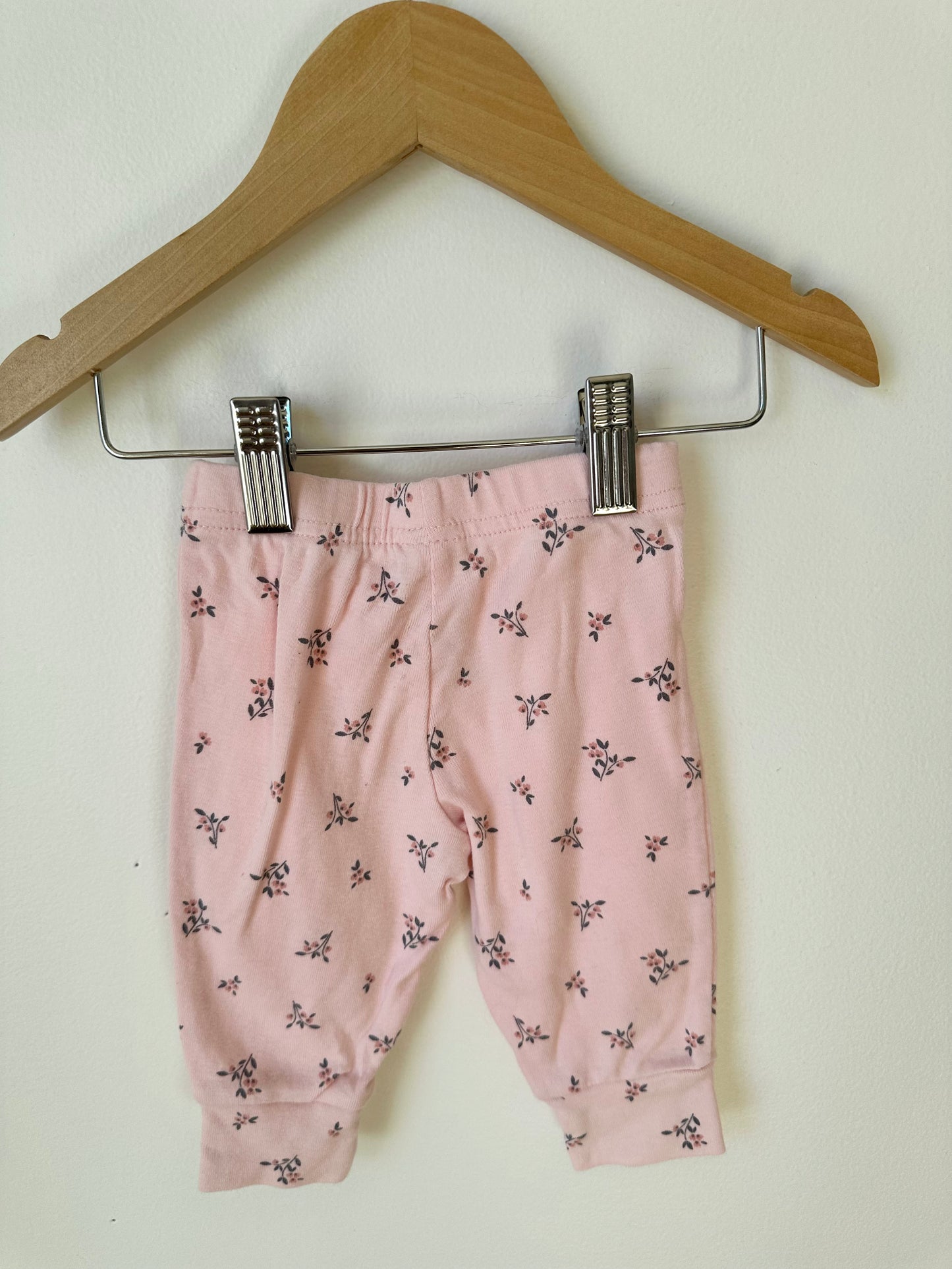 Pink Floral Leggings / 3-6m